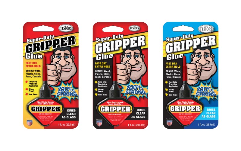 Testors Gripper Glue Package Design