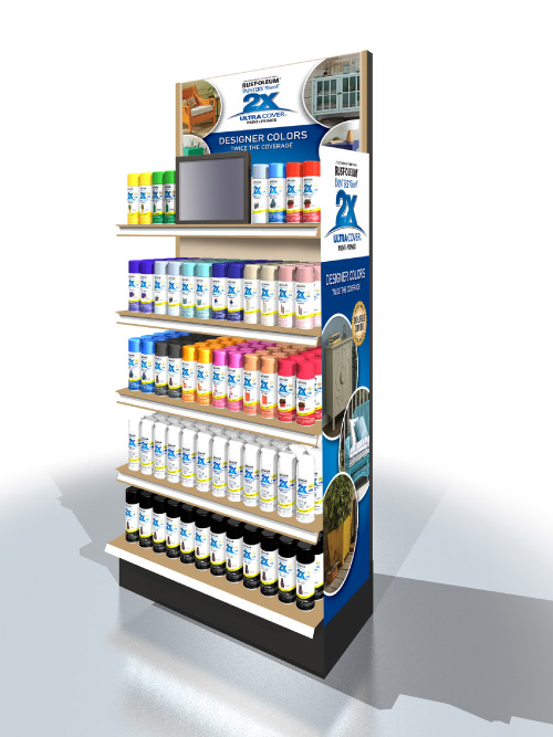 Rust-Oleum 2X Spray Paint Aisle Display Render