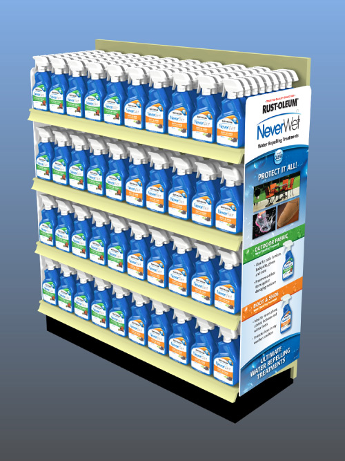 Never Wet Spray Bottle Aisle Display Render